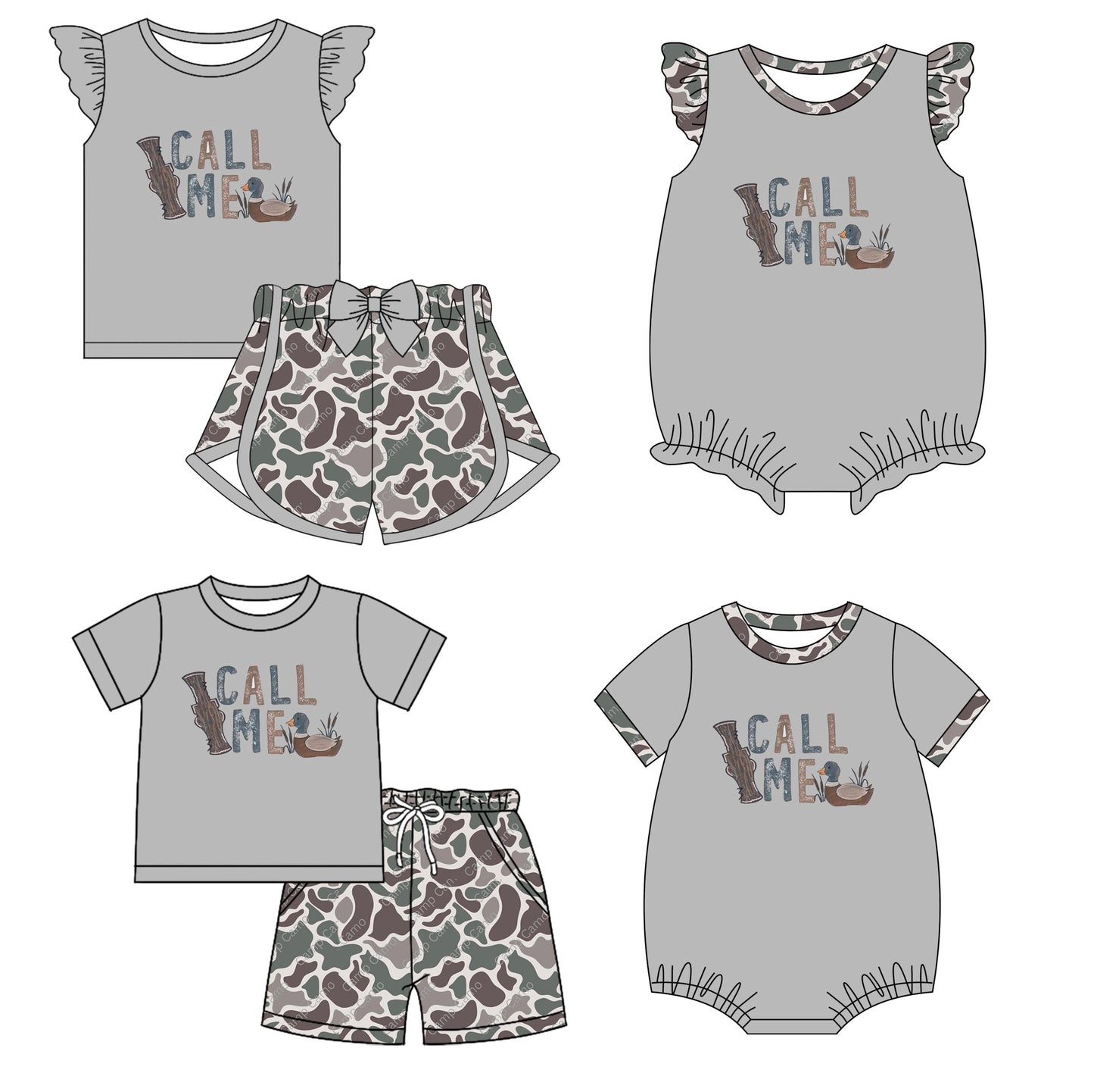 11.27 custom each style moq 5eta 4-6week Sibling Sister CALL ME duck baby girl short sleeve shorts sets and sets 2 and girls romper and boy romper match design