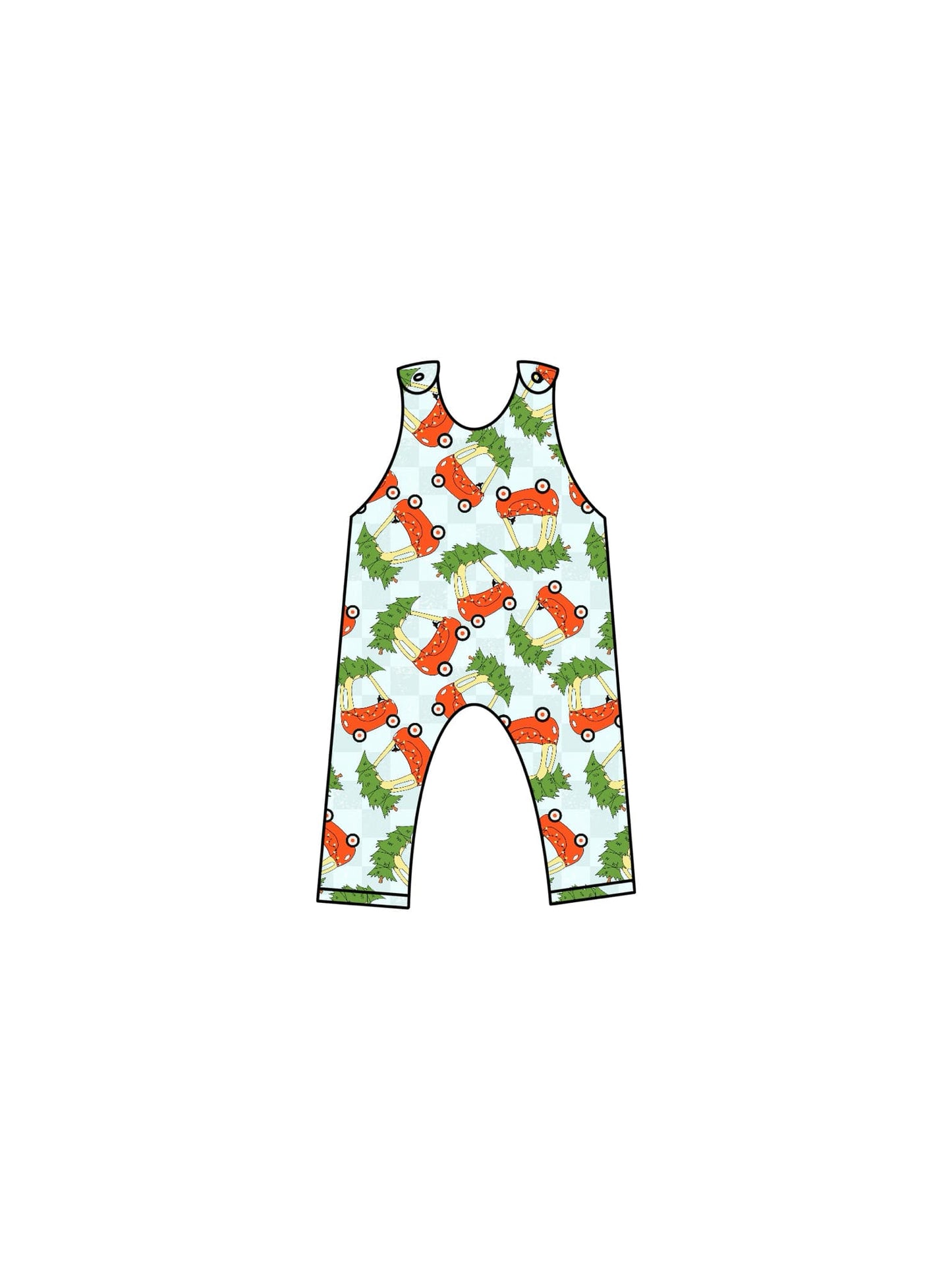 Deadline October 18 custom no moq eta 6-8weeks Luggage cart with Christmas tree light green sleeveless short romper