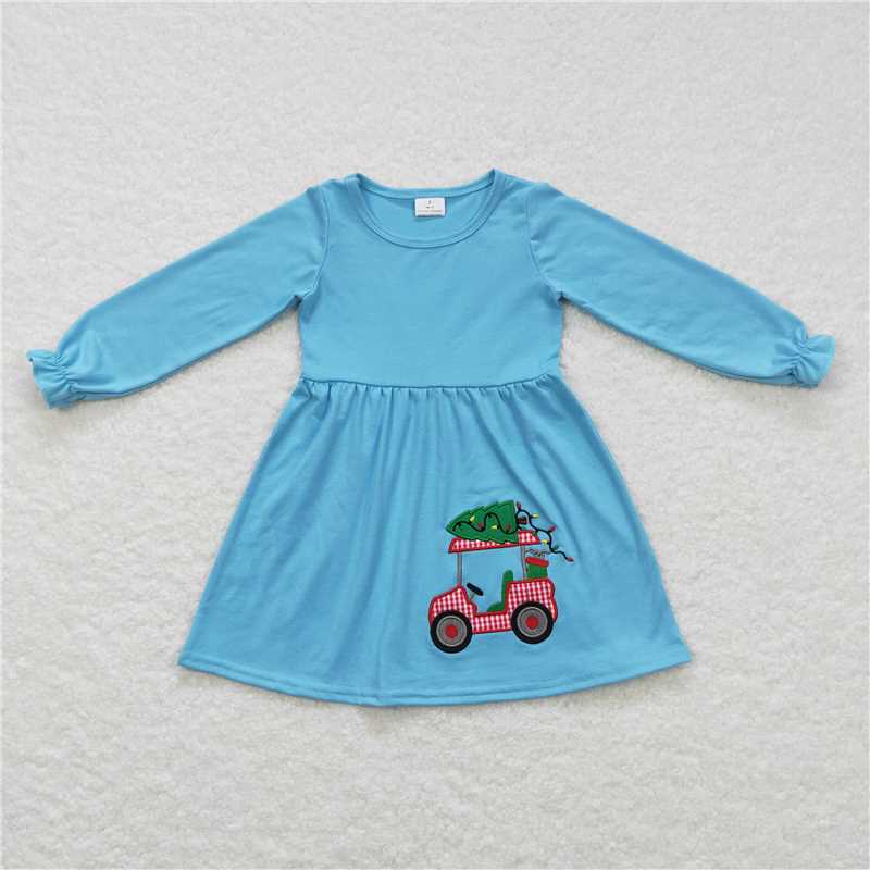 RTS NO MOQ(In Stock) GLD0391 Christmas Embroidered Long-Sleeved Dress