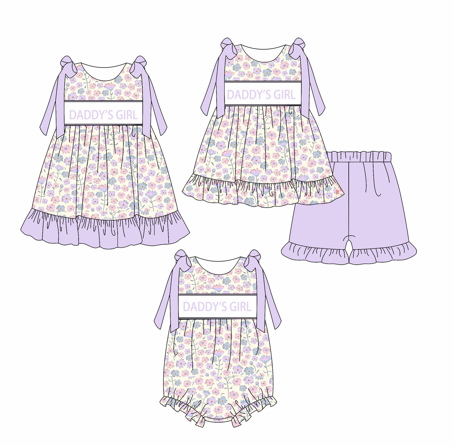 2.18 custom each style moq 5eta 4-6week Sibling Sisters DADDY GIRL leopard baby girl short sleeve shorts sets and dress and rompers match family design