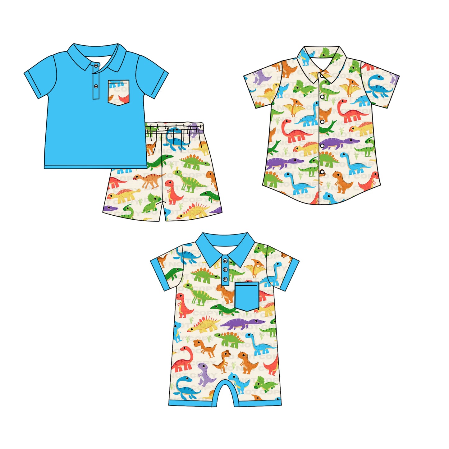 11.13 custom each style moq 5eta 4-6week Sibling Sister dinosaur baby girl short sleeve shorts sets and sets and boy romper and top match design