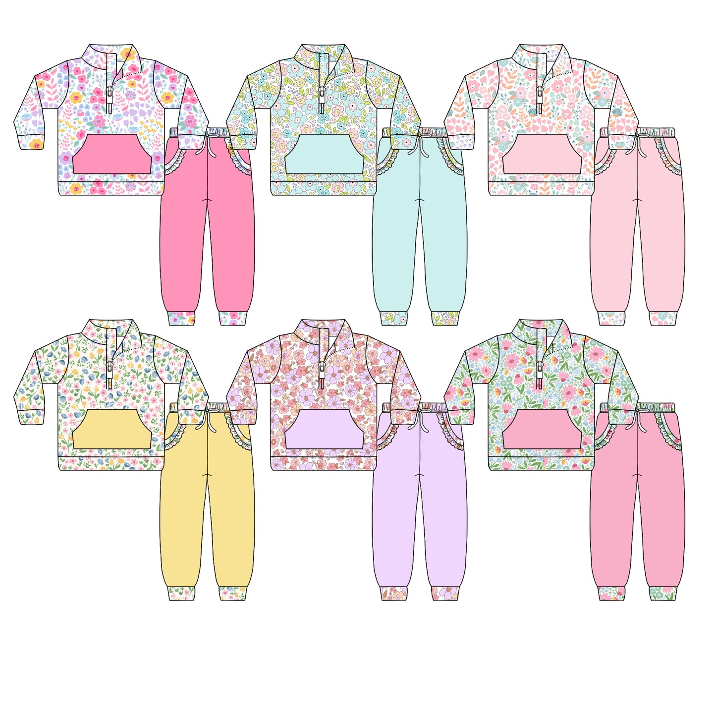 25.11.25 custom each style moq 5 eta 6-8week Sibling Sisters baby girl clothes long sleeve pants sets 6 match family design