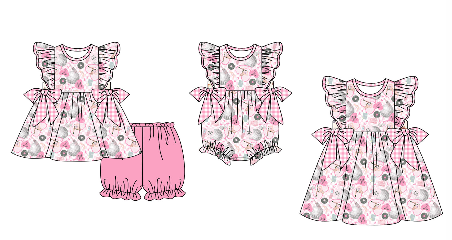 11.28 custom each style moq 5eta 4-6week Sibling Sister love pink baby girl short sleeve shorts sets and dress and rompers match family design