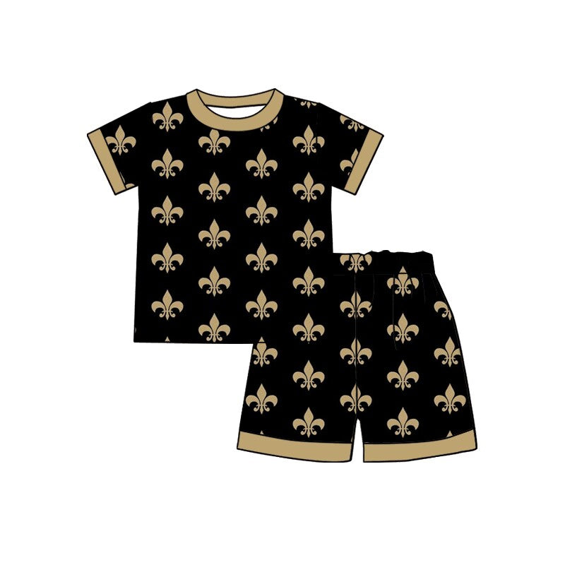 custom moq 3 Summer team boys black top shorts pajama suit
