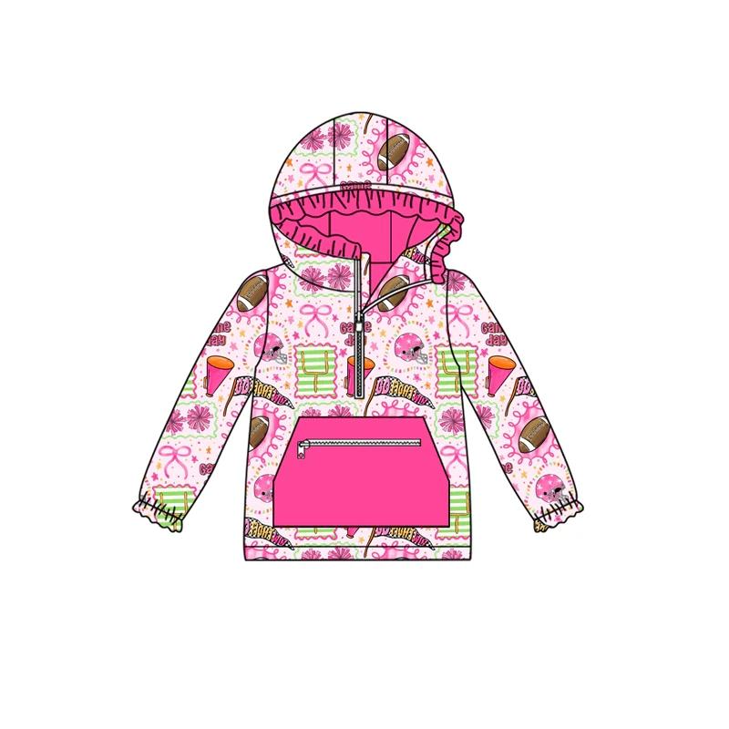 Custom moq 5 each style eta 6-7weeks baby girl clothes pocket bow hooded long sleeve top-25.8.1