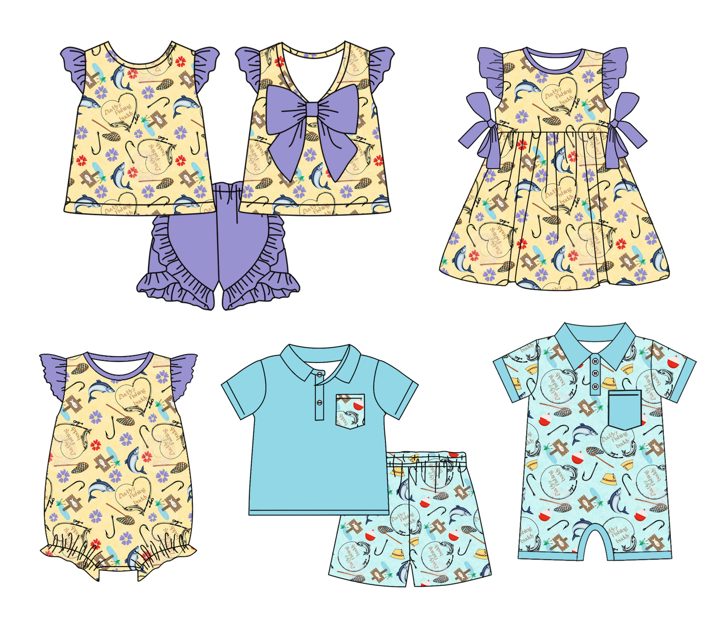 11.9 custom each style moq 5eta 4-6week Sibling Sister baby girl short sleeve shorts sets 1 and sets 2 and girls romper and boy romper and dress match design