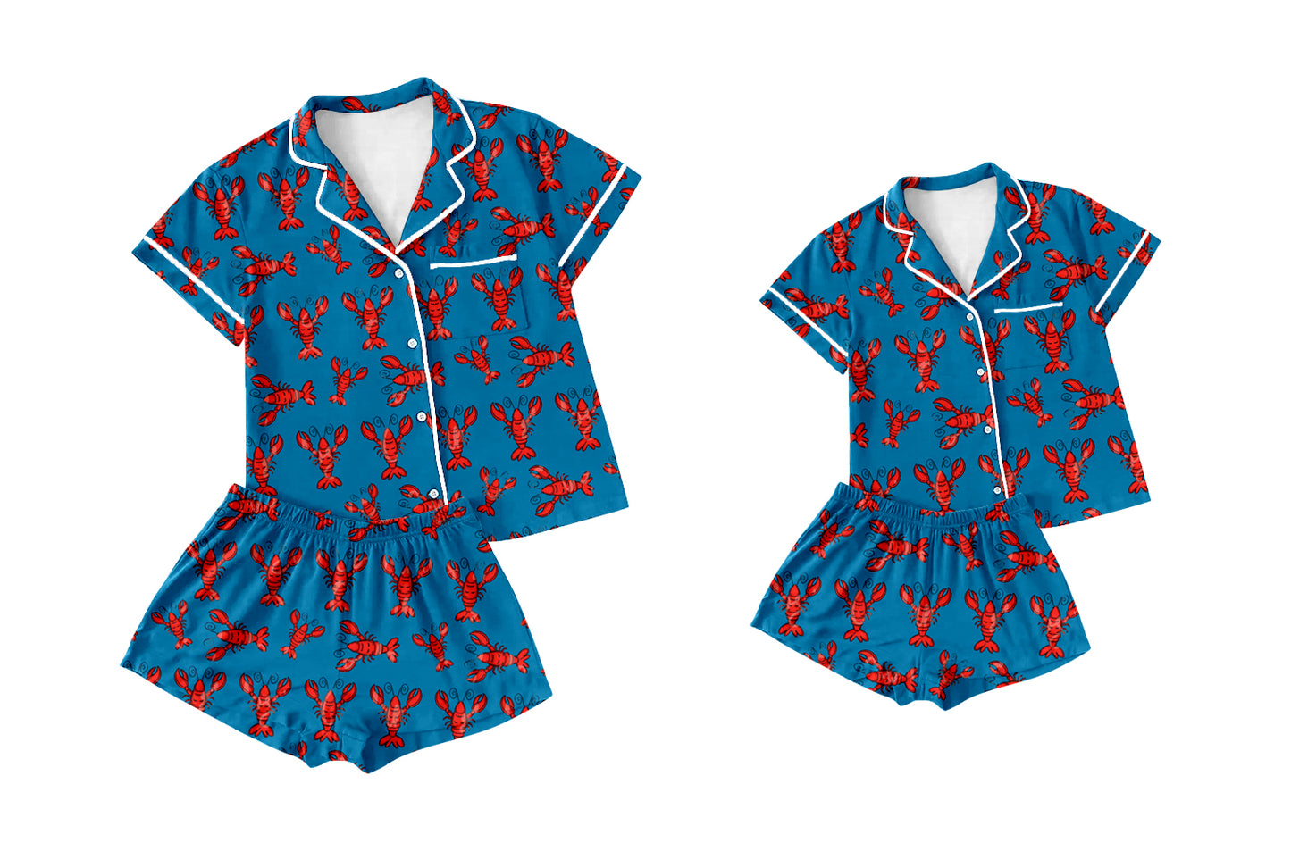 12.14 custom each style moq 5eta 4-6week Sibling Sister crayfish short sleeve shorts sets and adult sets match design