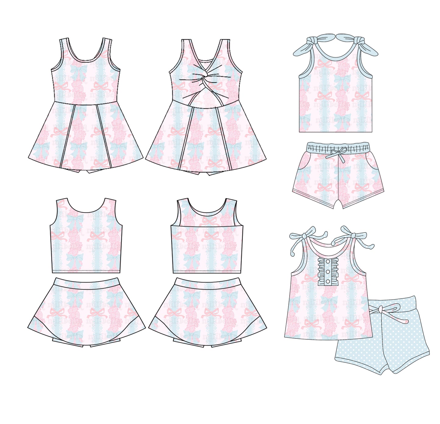 3.5 custom each style moq 5eta 4-6week Sibling Sister bow floral baby girls clothes Short Sleeve shorts sets and yoga dress 1 and dress 2 match family design