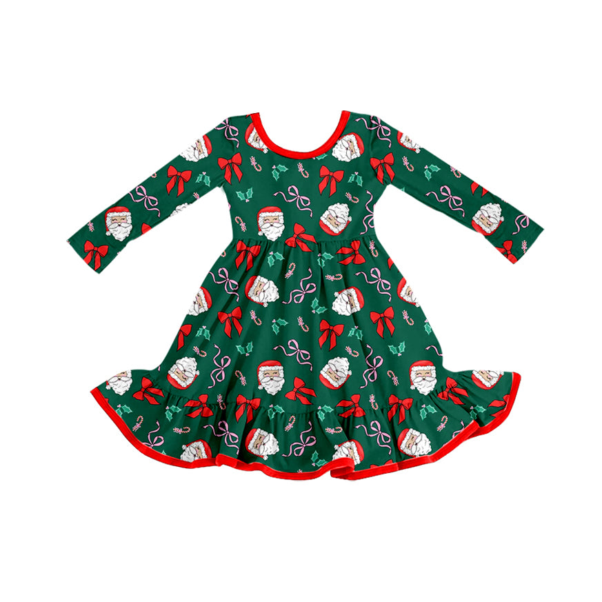 25.9.2 custom each style moq 5eta 4-6week Sibling Sisters Christmas bow green baby girl long sleeve pants sets and dress and rompers match family design