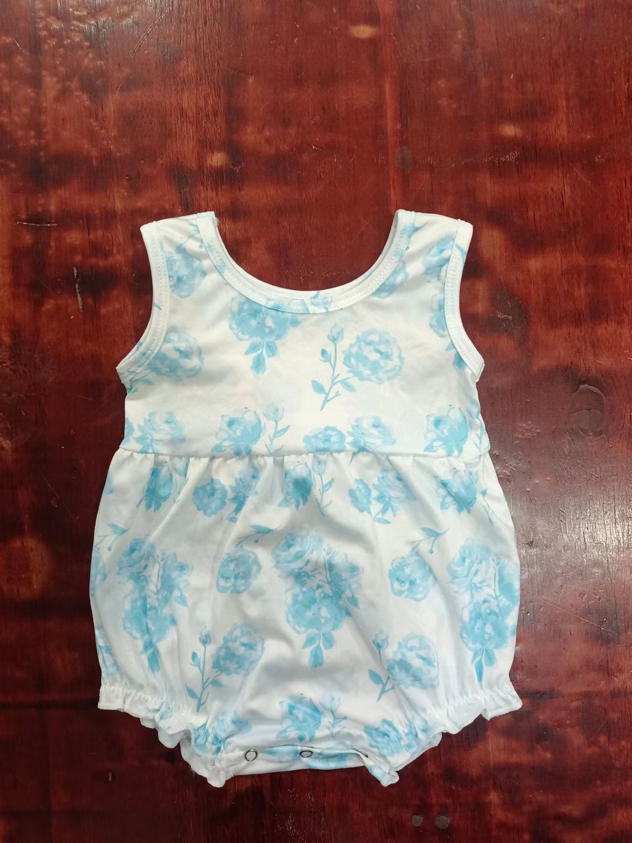 custom moq 5 eta 5weeks mix size baby Summer Flowers Blue Flower Boys Romper Suit
