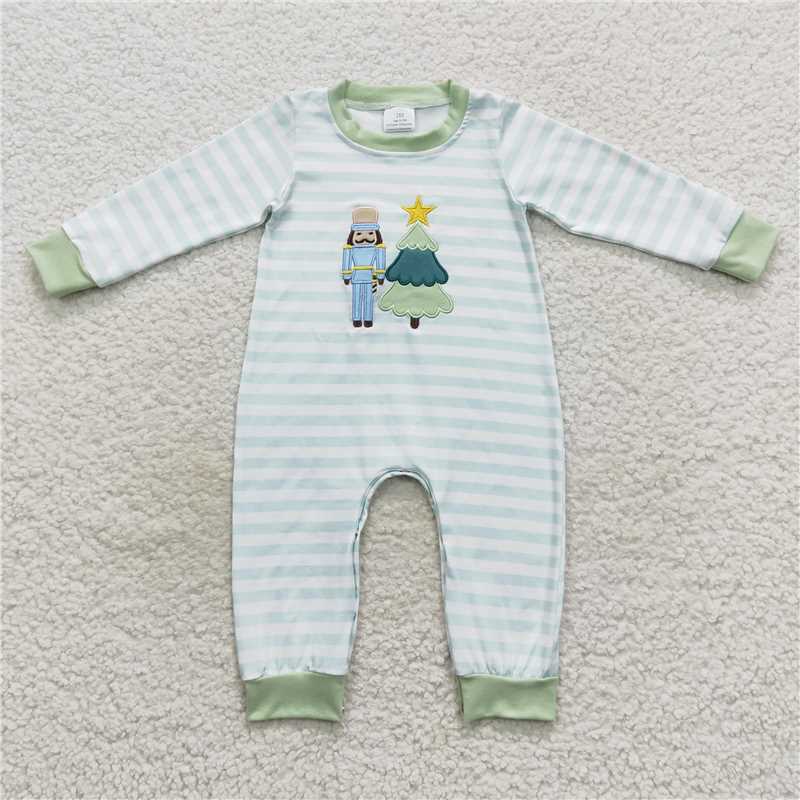 RTS NO MOQ(In Stock) LR0479 Embroidered Christmas long-sleeved jumpsuit