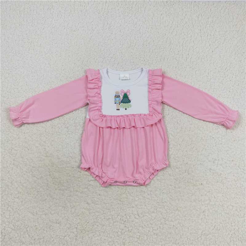 RTS NO MOQ(In Stock ) LR0480 Embroidered Christmas long-sleeved jumpsuit