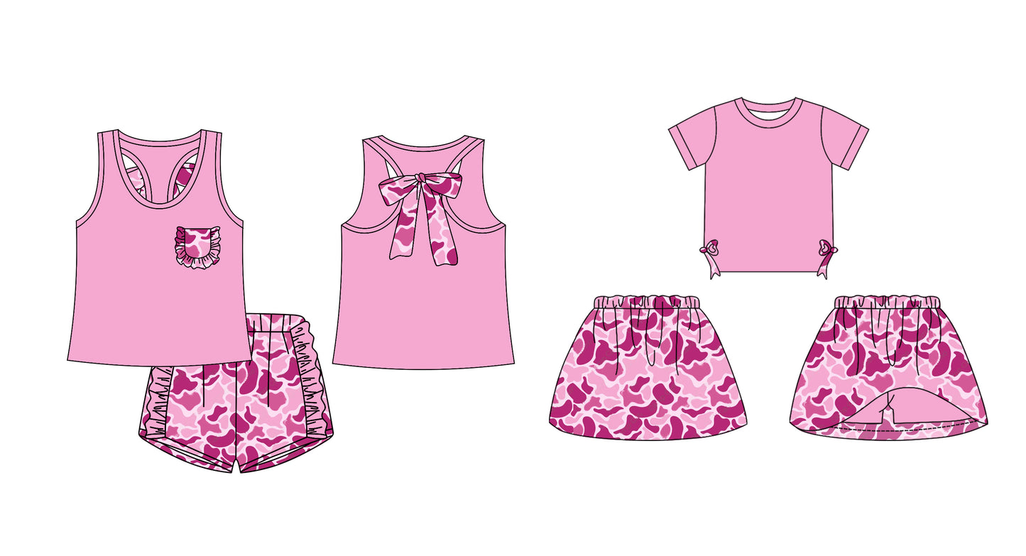12.14 custom each style moq 5eta 4-6week Sibling Sister camouflage baby girl short sleeve shorts sets and dresses match design