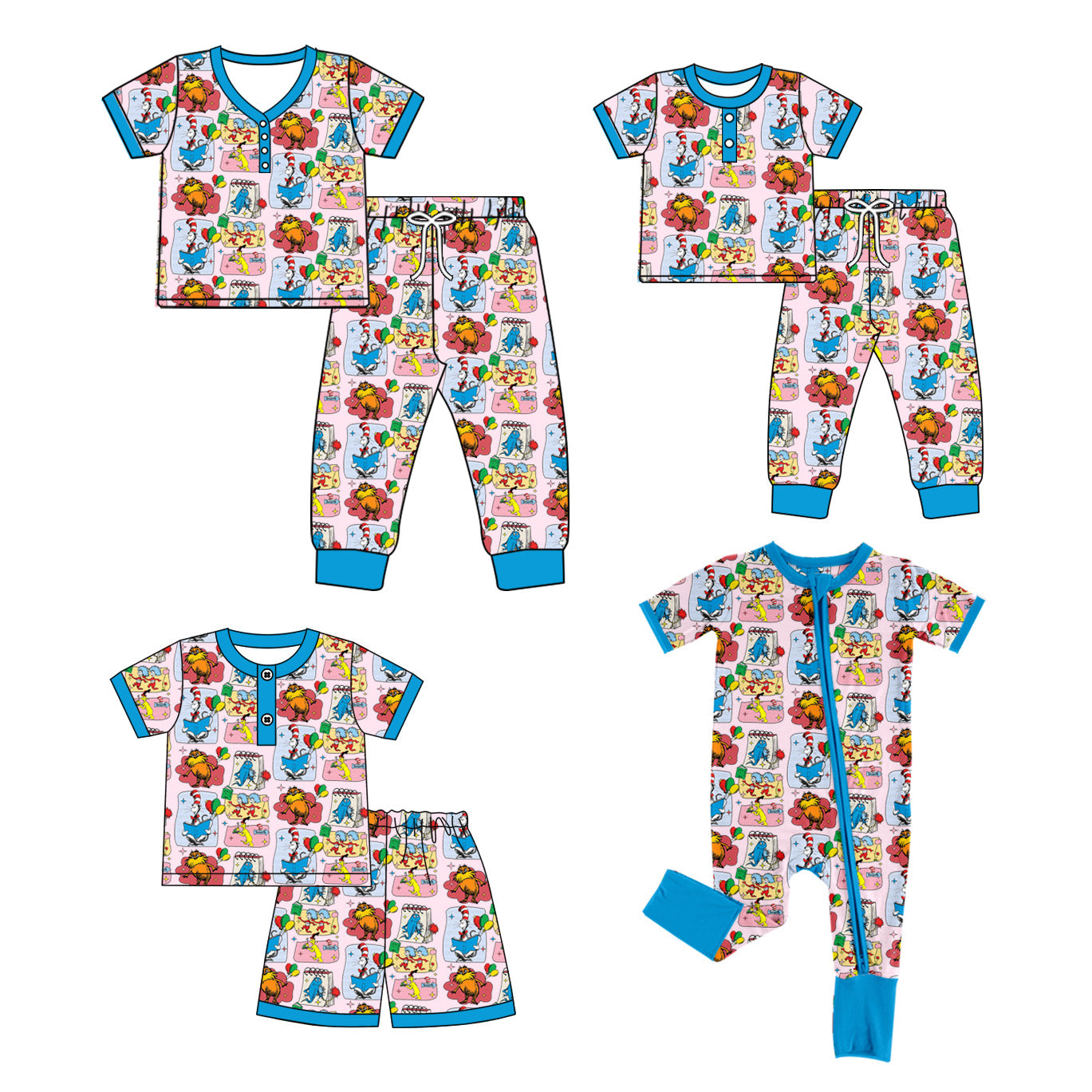 11.28 custom each style moq 5eta 4-6week Sibling Sister dr seuss baby girl sets and sets 2 and shorts sets and rompers match family design