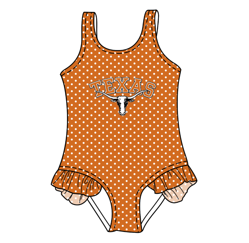 Custom moq 5 mix size milk silk summer teams Orange Baby Girl Sleeveless Polka Dot Lace Onesie Swimsuit Cute Summer Beachwear for Little Girls