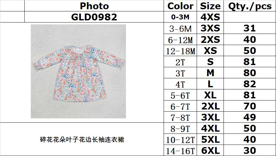 RTS NO MOQ ETA 5/7days arrived GLD0982 Floral Flower Leaf Lace Long Sleeve Dress
