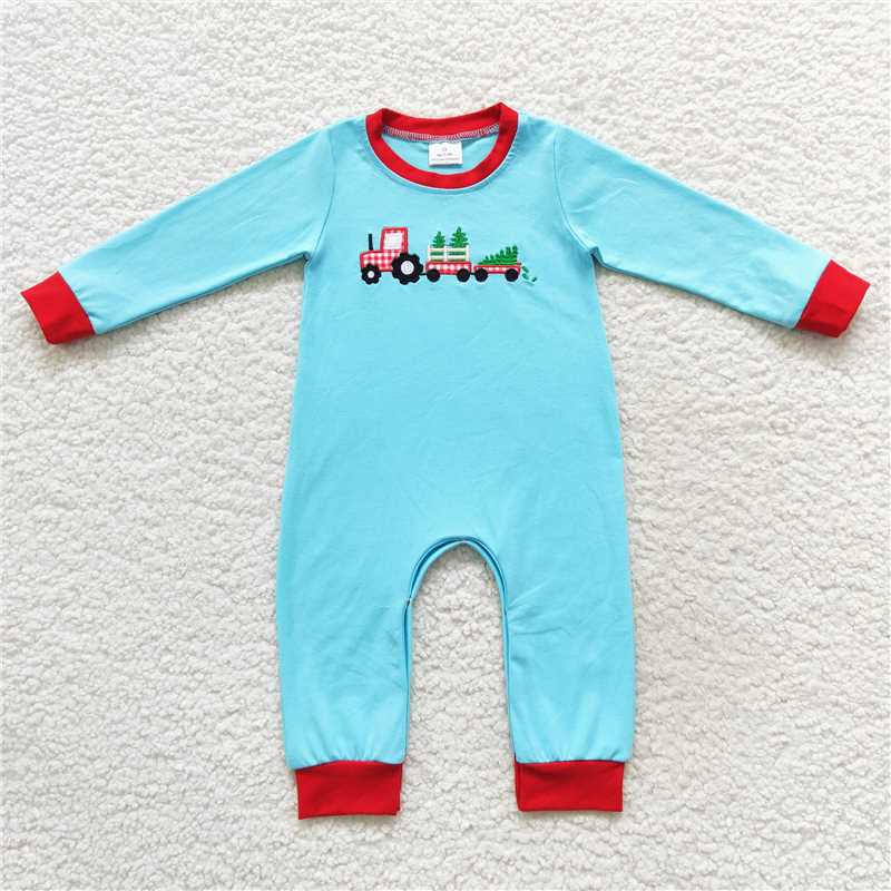 RTS NO MOQ(In Stock) LR0500 Embroidered Christmas long-sleeved jumpsuit