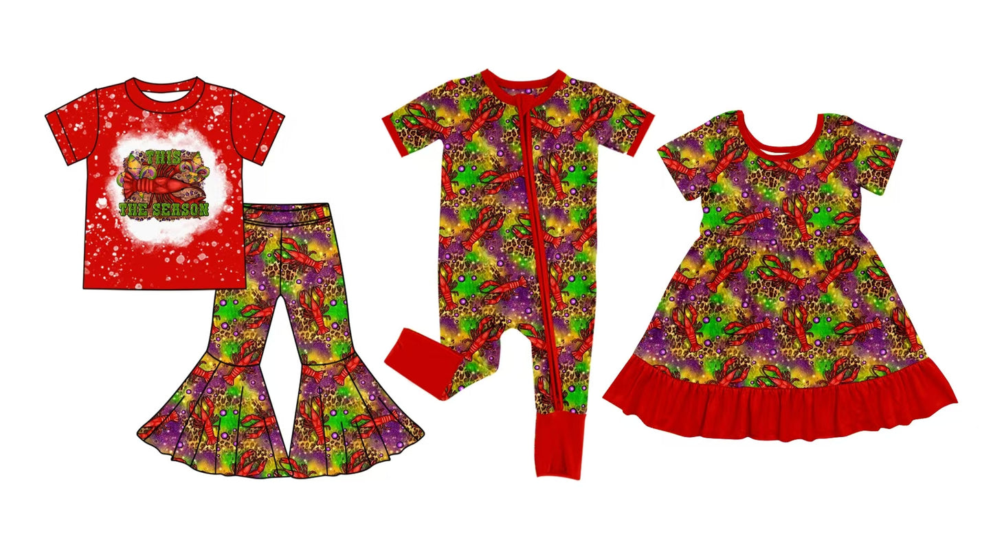 12.5 custom each style moq 5eta 4-6week Sibling Sister lobster baby girl sets and dress and rompers match family design