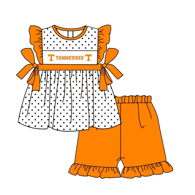 custom moq 3 Summer Girl team T orange short sleeve shorts Set
