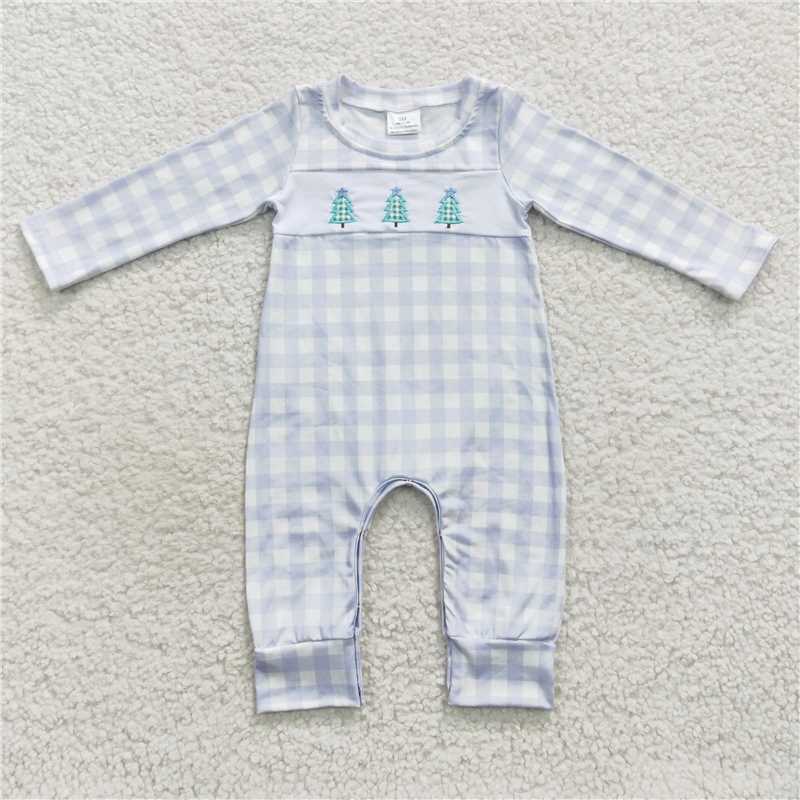 RTS NO MOQ(In Stock) LR0335 Embroidered Christmas long-sleeved jumpsuit