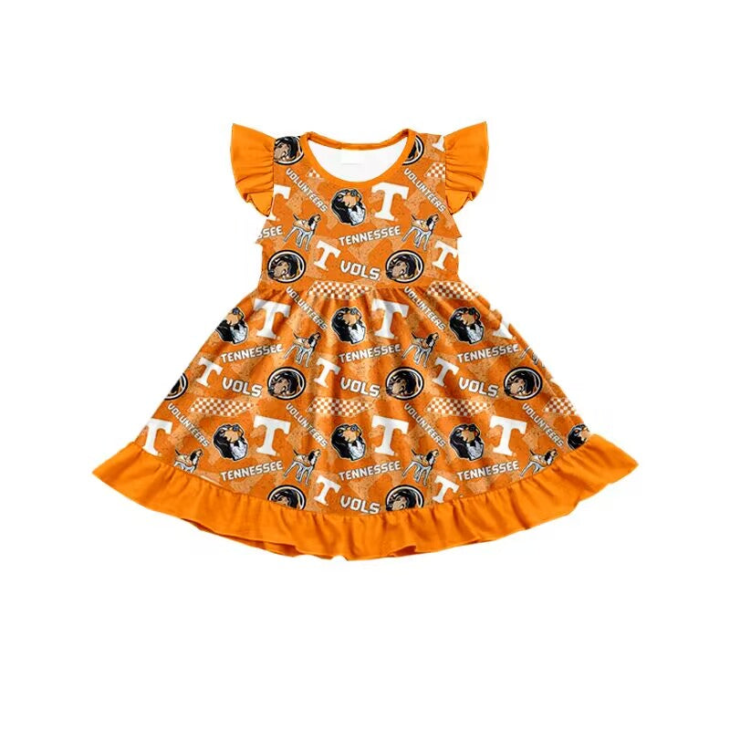 custom moq 5 eta 6-7weeks Orange Team Sleeveless Fly Sleeve Dress