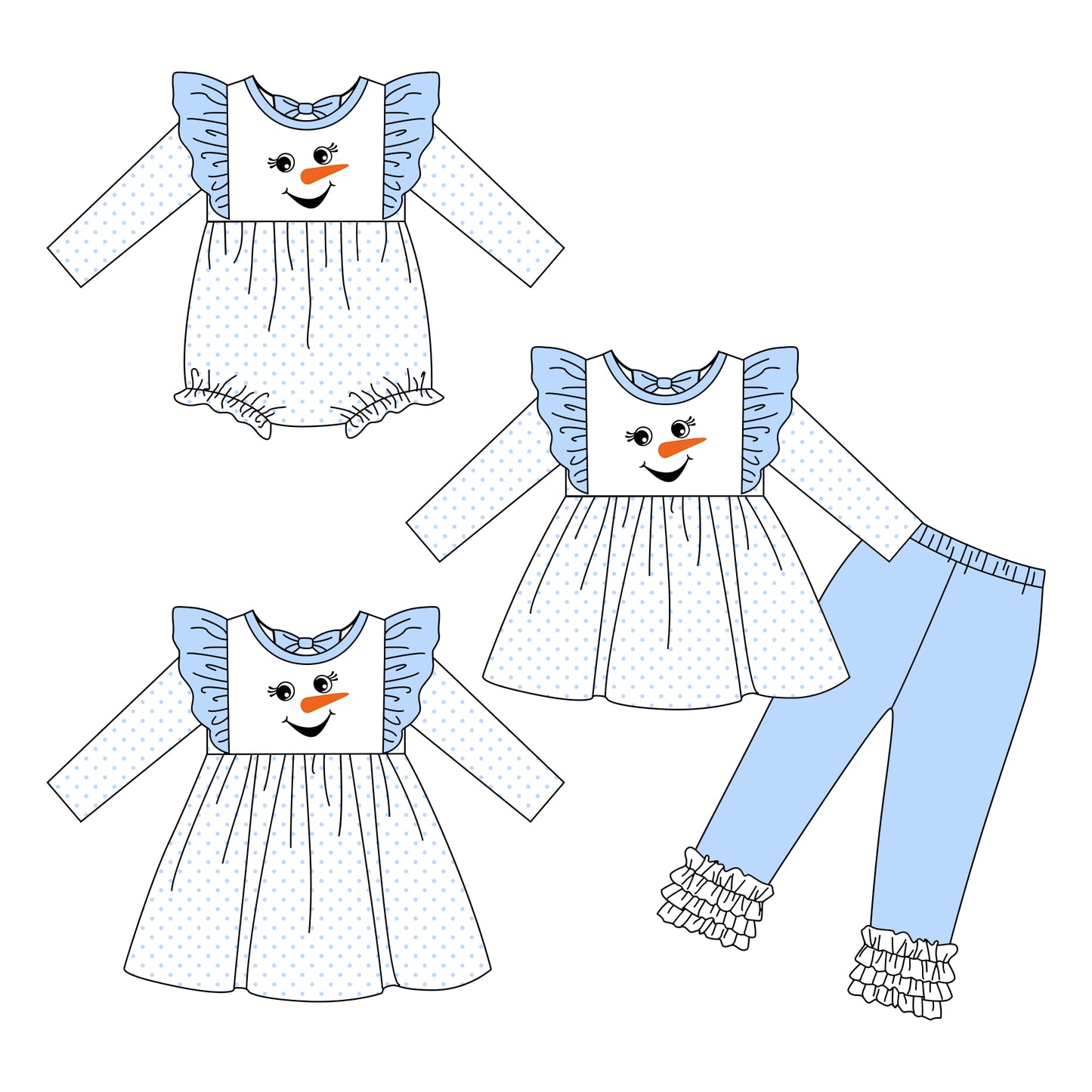 25.8.5 custom each style moq 5eta 4-6week Sibling Sisters blue baby girl long sleeve pants sets and dress and rompers match family design