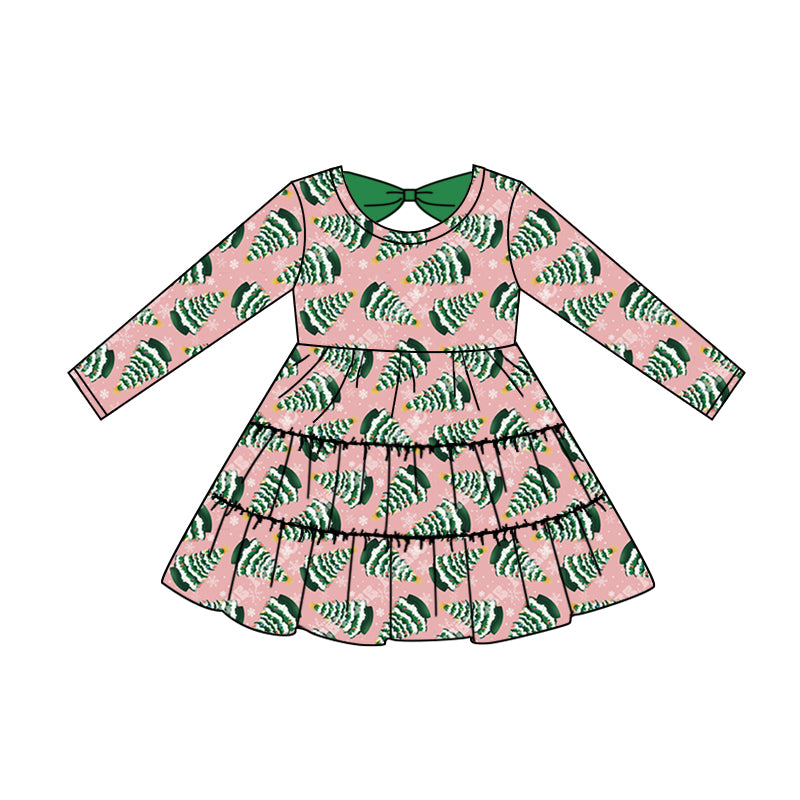 7.4 custom each style moq 5eta 4-6week baby girls clothes Christmas green long sleeve dress
