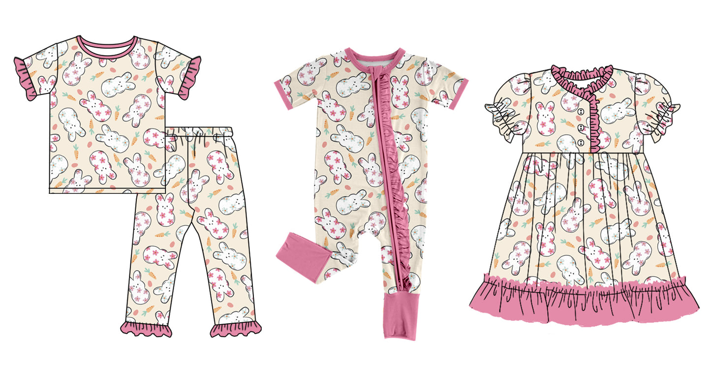 12.14 custom each style moq 5eta 4-6week Sibling Sister easter baby girl sets and dress and rompers match family design