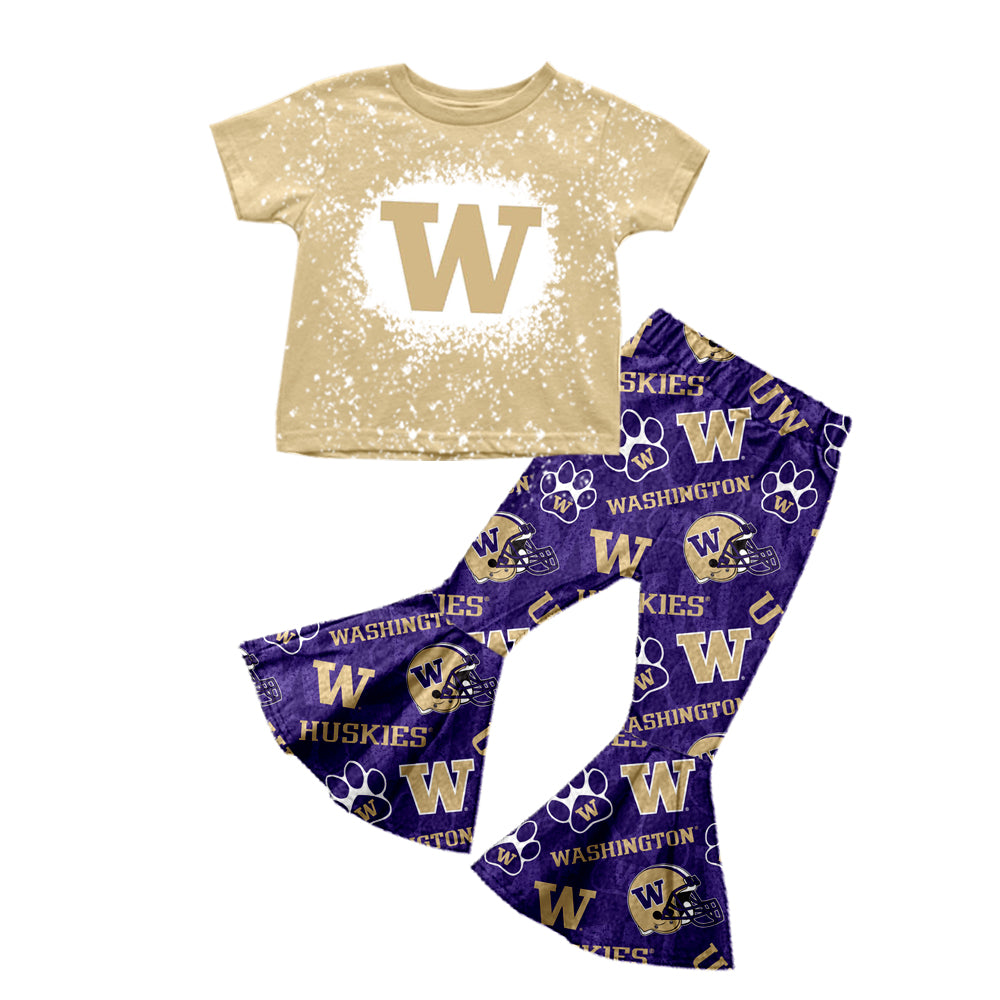 baby girl clothes team W top purple pants toddler girl summer outfit