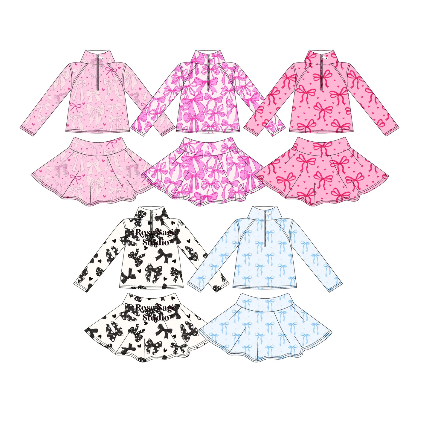 25.9.11 custom each style moq 5eta 4-6week Sibling Sisters baby girl long sleeve skirt set 5 match family design
