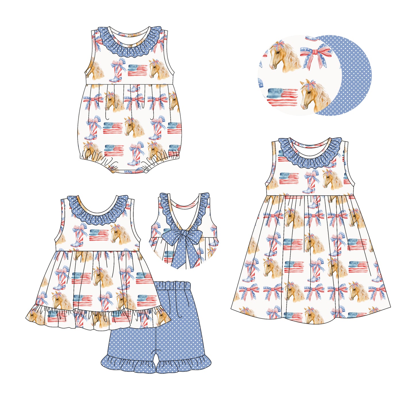 2.27 custom each style moq 5eta 4-6week Sibling Sister boot bow baby girl short sleeve shorts sets and dress and rompers match family design