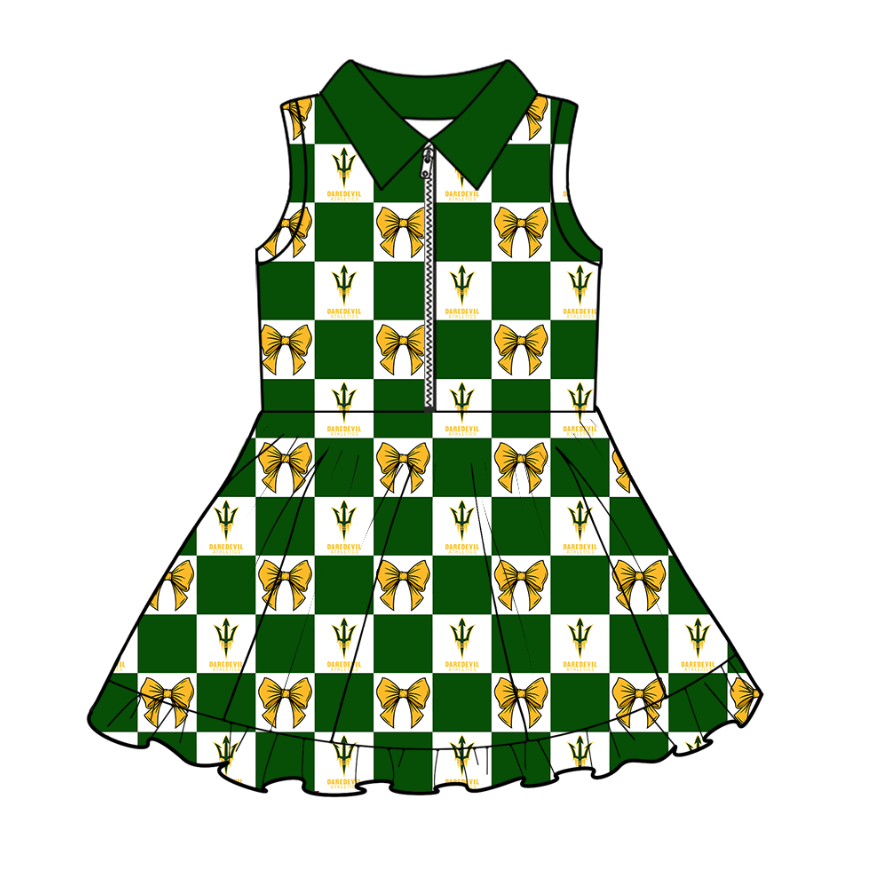 Custom moq 3 or 5 mix size milk silk summer teams baby girl clothes bow green sleeveless dress-26.1.20