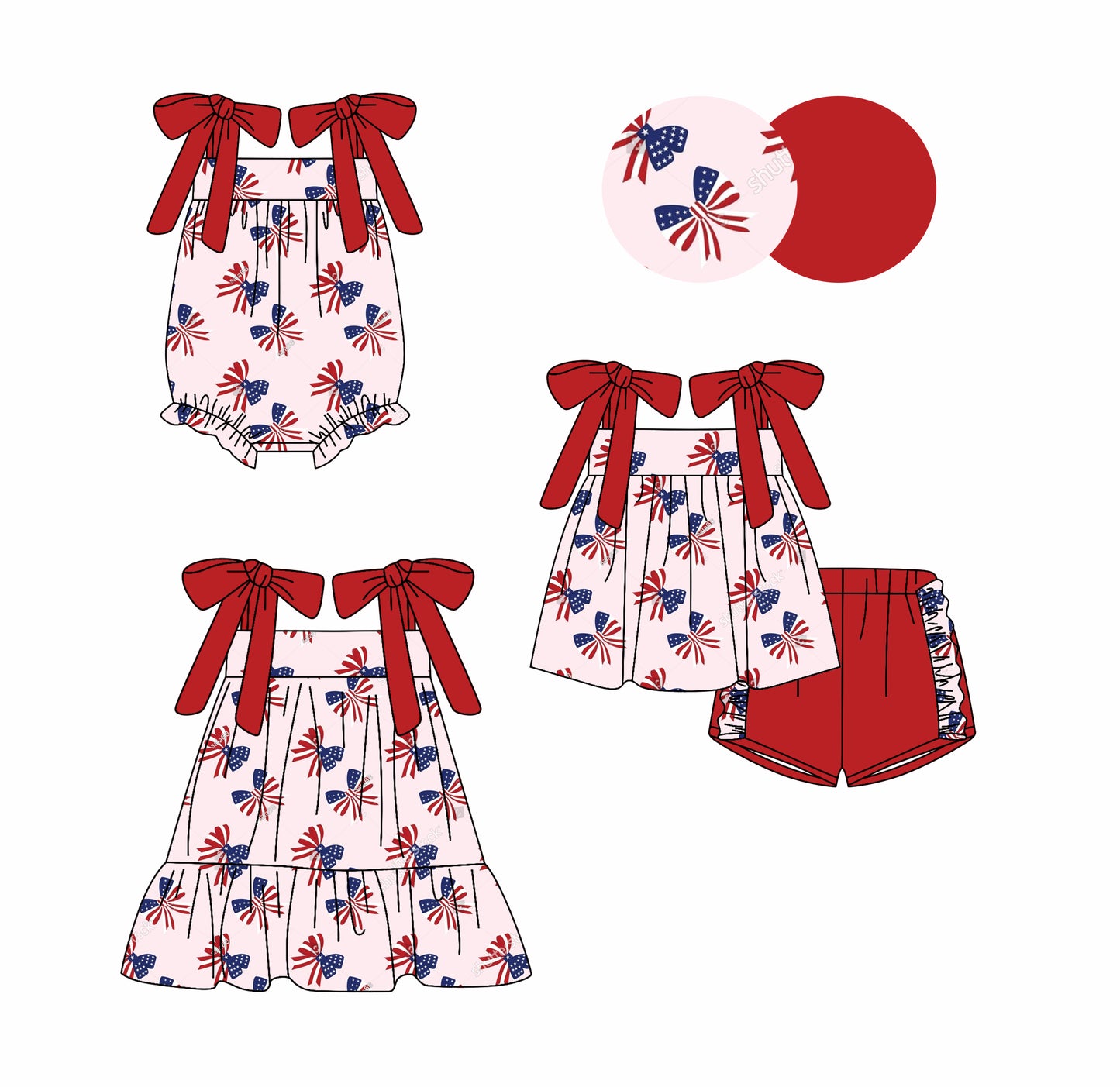 3.1 custom each style moq 5eta 4-6week Sibling Sister bow baby girl short sleeve shorts sets and dress and rompers match family design