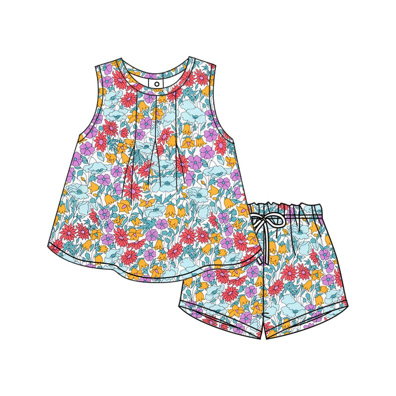 12.9 custom each style moq 5eta 4-6week Sibling Sister floral baby girl short sleeve shorts fish sets 1 and easter sets 2 match design