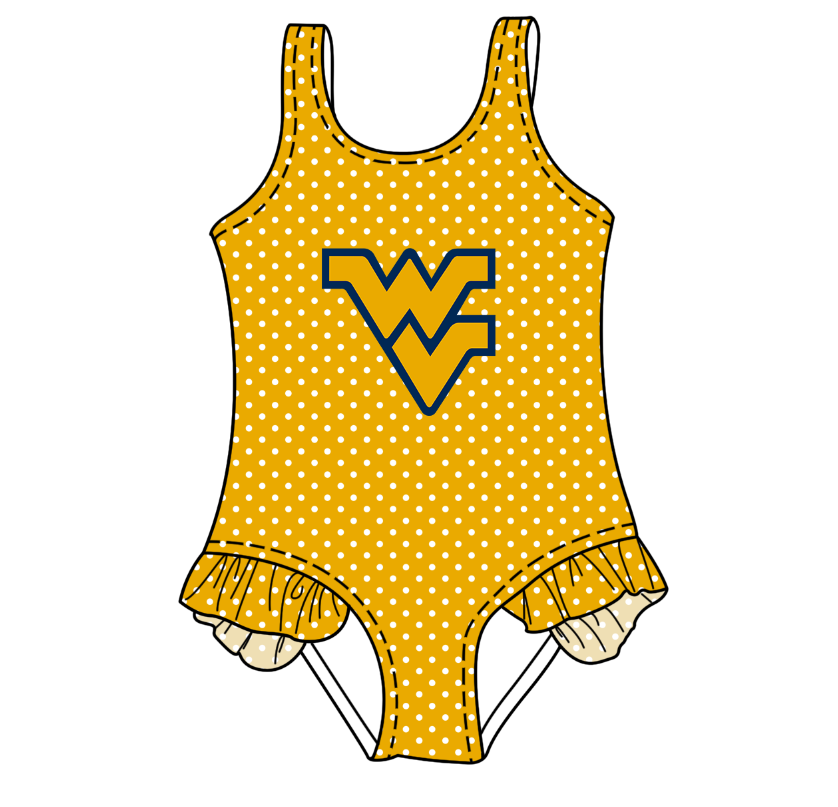 Custom moq 5 mix size milk silk summer teams Yellow Baby Girl Sleeveless Polka Dot Lace Onesie Swimsuit Cute Summer Beachwear for Little Girls
