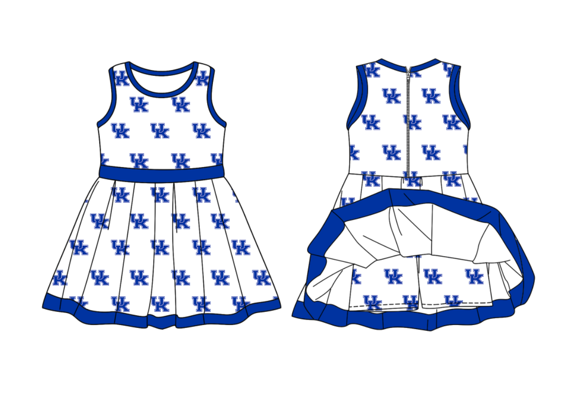 Custom moq 8 each style eta 6-8weeks yoga material baby girl clothes team blue sleeveless dress-25.9.29