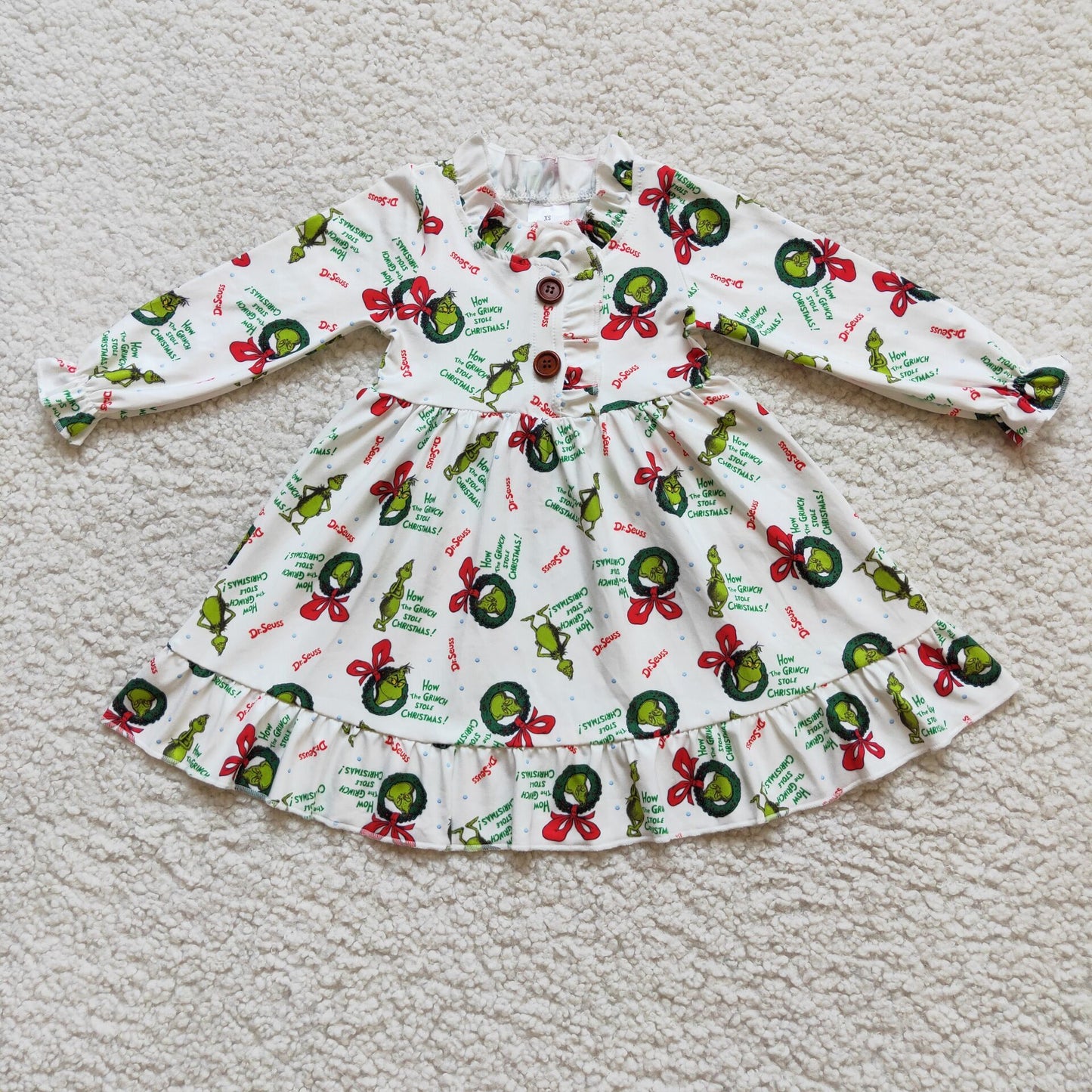 6 A13-18 girls christmas white long sleeve dress nightgown