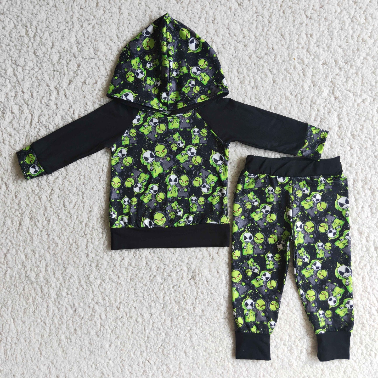 RTS NO MOQ 6 A15-14 jack halloween hooded sweatshirt long sleeves and pants suit