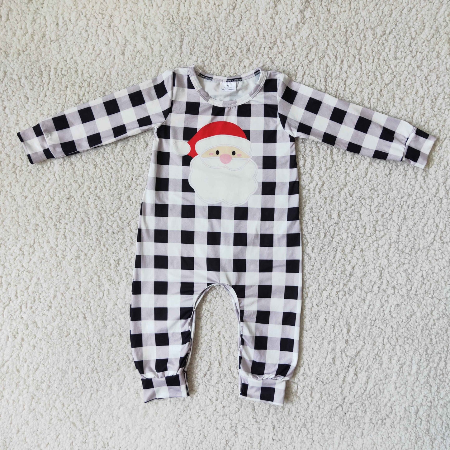 6 A19-25 Boys Santa Checked long sleeve romper