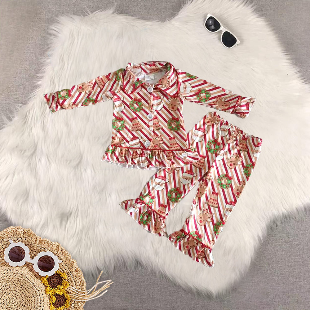 RTS NO MOQ Sibling Baby Girls boys Christmas Long Sleeve Pants pajamas Sets