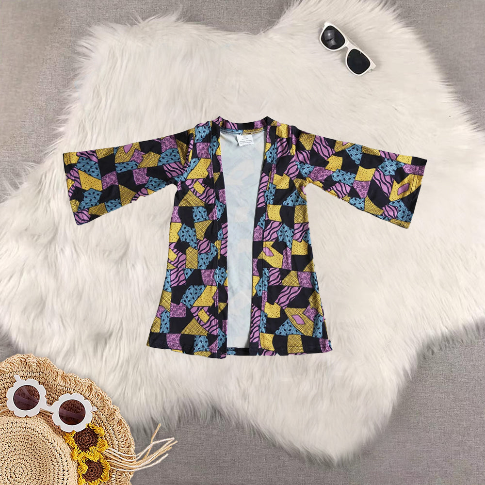 RTS NO MOQ Sibling baby Girls' long-sleeved cardigan with ghost flower and bat pattern
