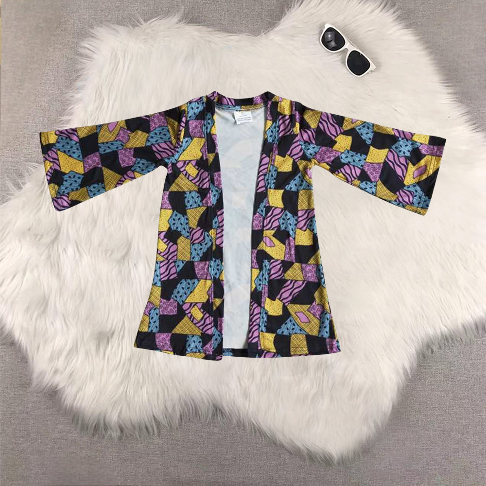 RTS NO MOQ Sibling baby Girls' long-sleeved cardigan with ghost flower and bat pattern