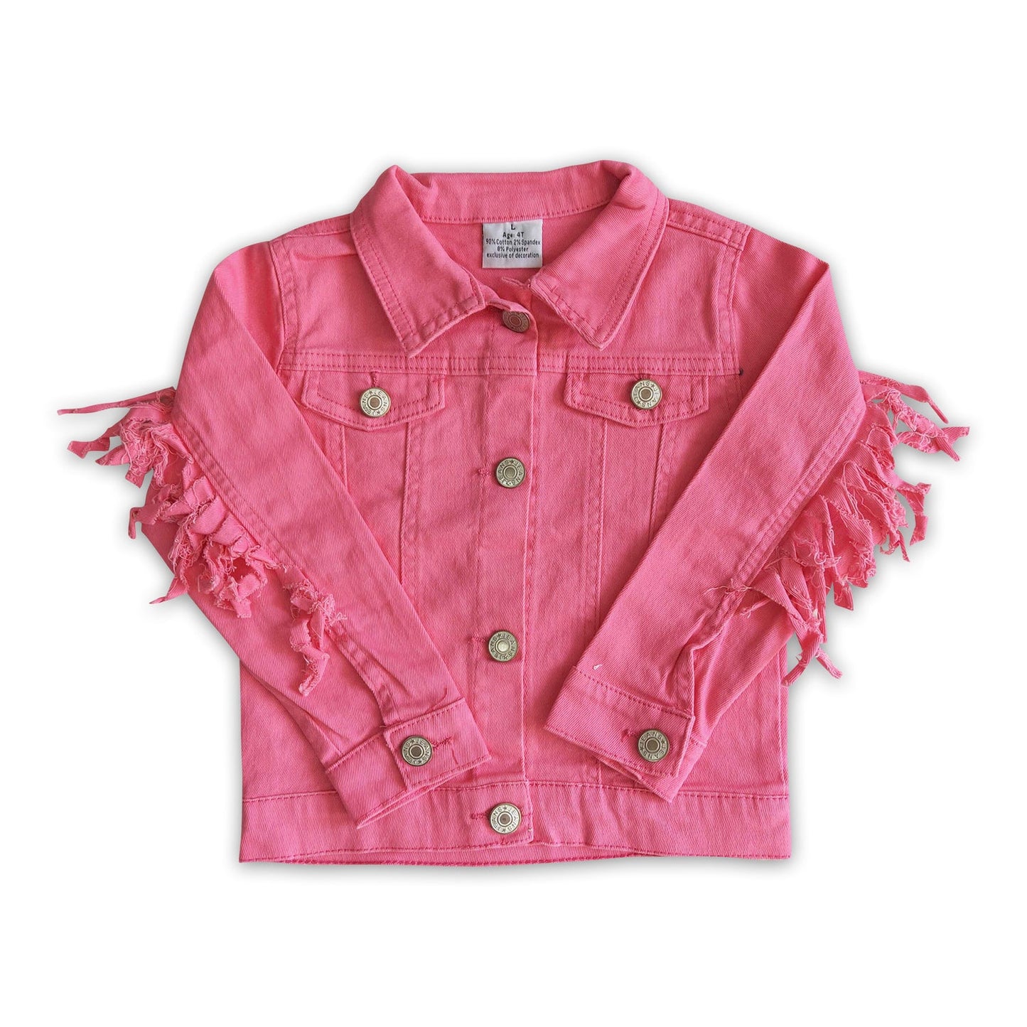 RTS NO MOQ Sibling cotton Baby Girls Solid Color Tassel Long Sleeve Denim Jacket Casual Coat