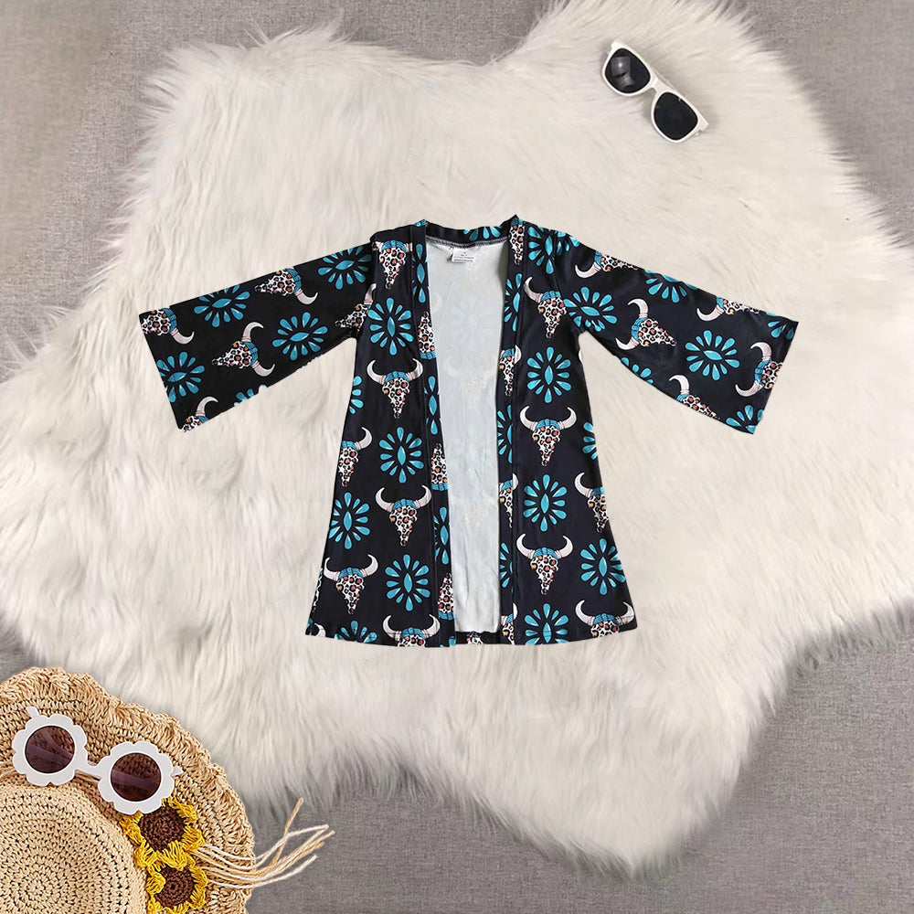 RTS NO MOQ Sibling baby Girls' long-sleeved cardigan with ghost flower and bat pattern