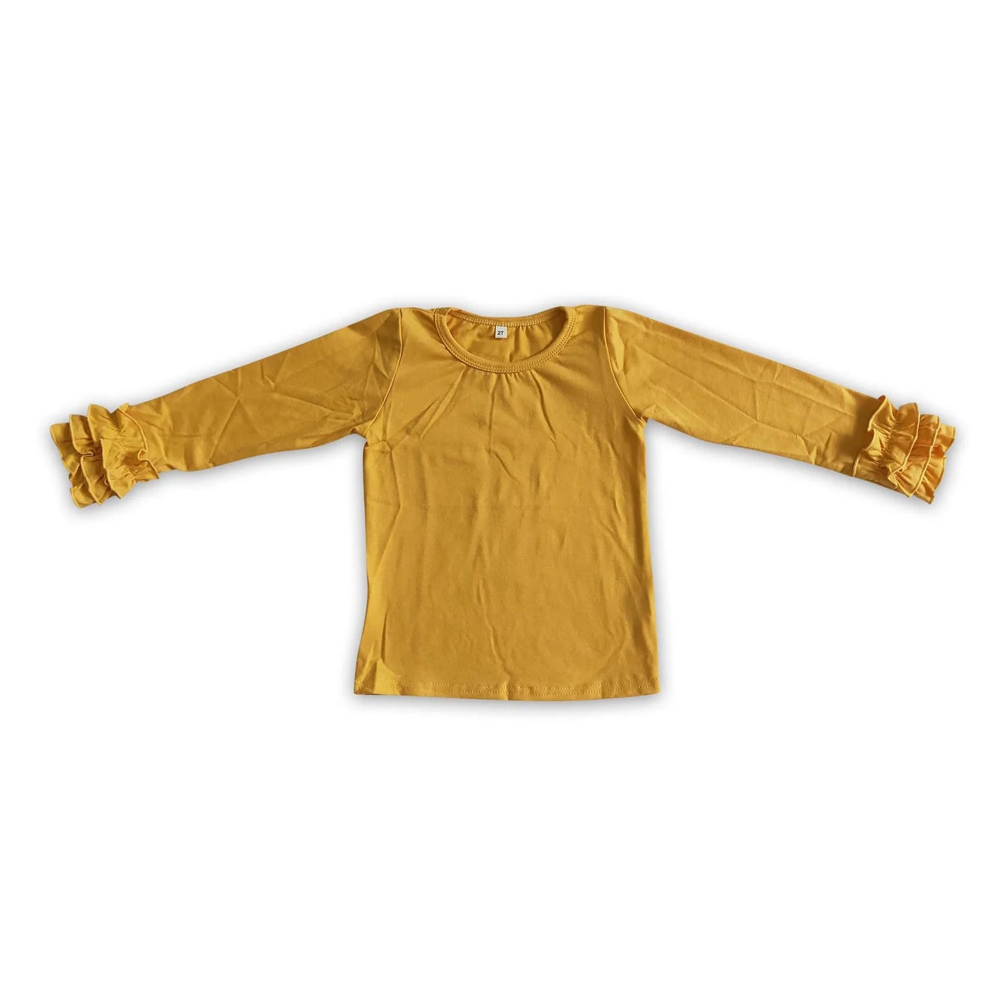 RTS NO MOQ Sibling cotton Baby Girls' Solid Color Long Sleeve Lace Crew Neck Top