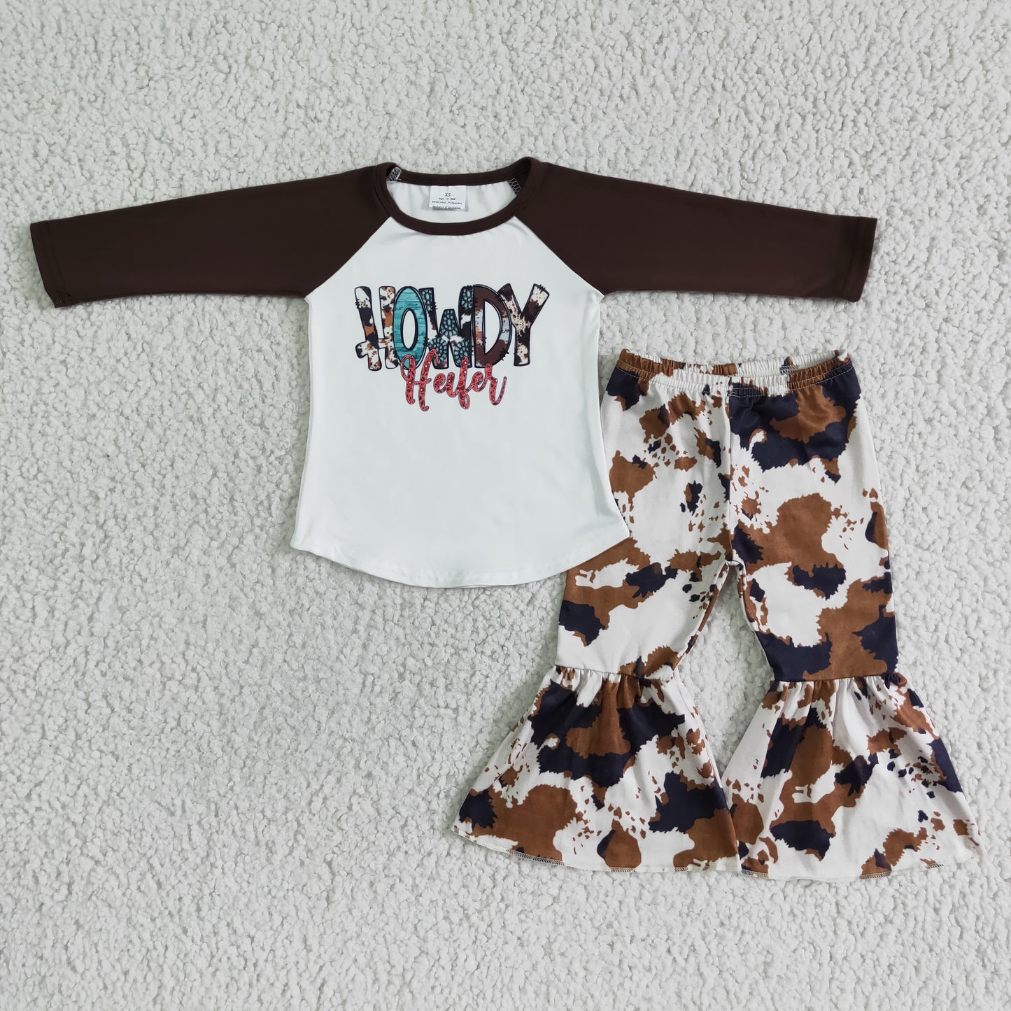 RTS NO MOQ ETA 5/7days Arrived 6 C8-25 How day brown sleeves long sleeve top brown bell bottoms
