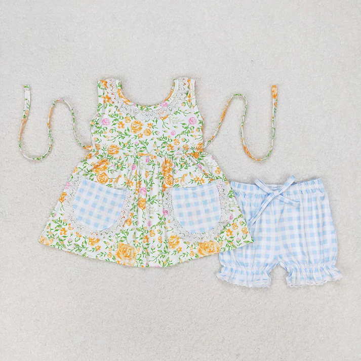 RTS Baby Girls Flowers Tunic Top Shorts Sibling Sister Clothes Sets