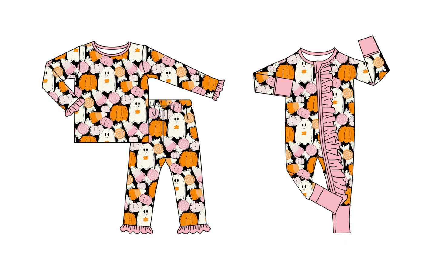 25.8.6 custom each style moq 5eta 4-6week Sibling Sister ghost baby girl long sleeve pants sets and rompers match family design