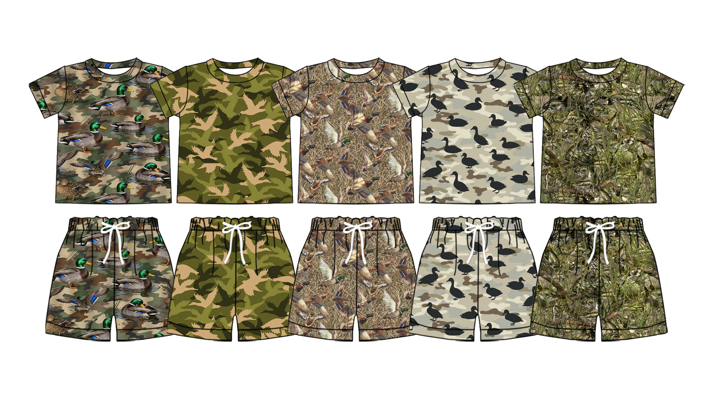 Custom moq 5 mix size Sibling Baby Boy Camouflage Short-Sleeved Shirt And Shorts Set
