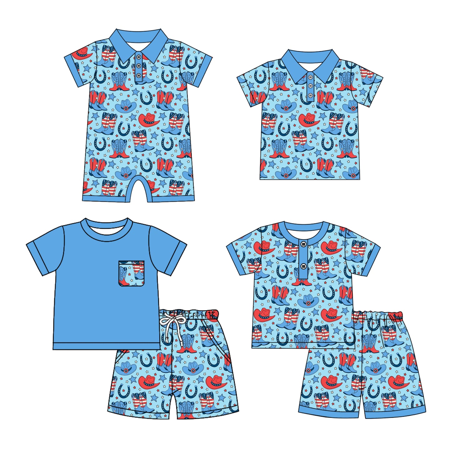 25.12.29 custom each style moq 5 eta 6-8 week Sibling Sister boot hat baby boy short sleeve shorts sets 2 and boy rompers and top match family design